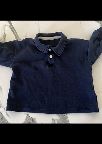 H&M Erkek Çocuk Lacivert Polo Yaka Sweatshirt - Görsel 3
