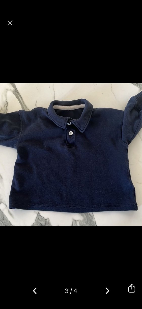 H&M Erkek Çocuk Lacivert Polo Yaka Sweatshirt - Görsel 2