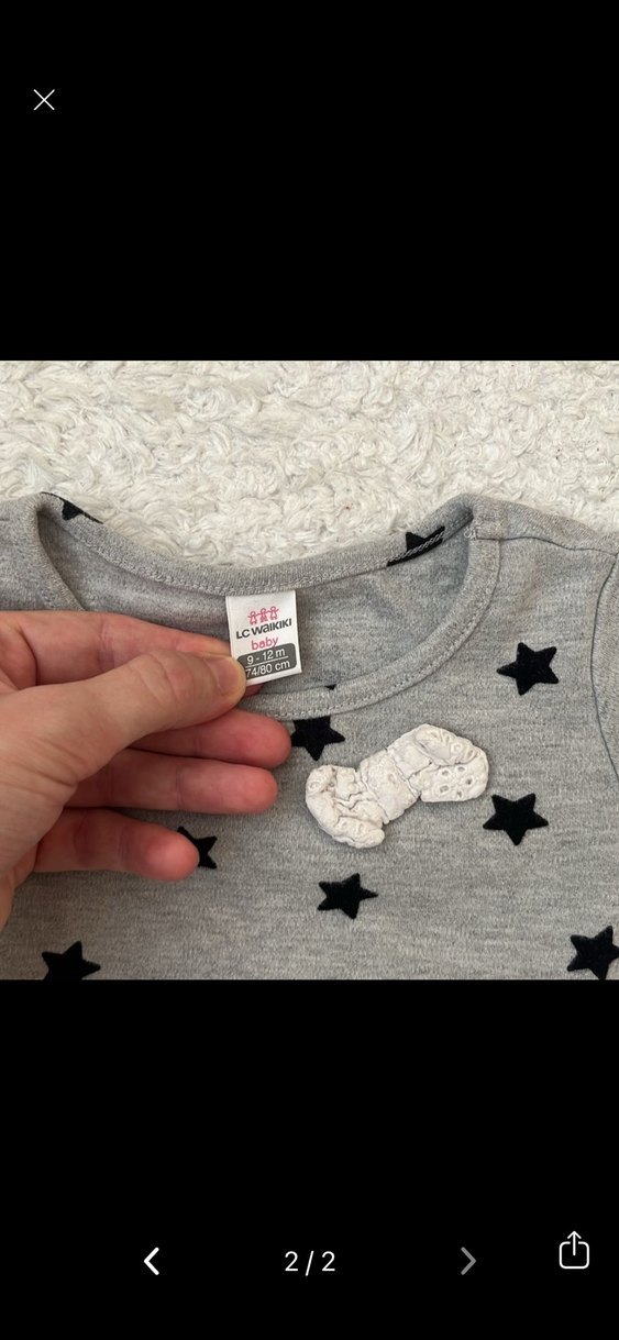 Kız Çocuk Gri Uzun Kollu Fırfırlı Sweatshirt - Görsel 2