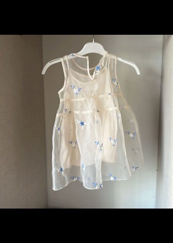 Zara Nakışlı Bej Şeffaf Kız Elbisesi - Görsel 2