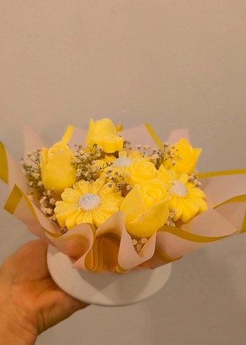 Sarı mumdan çiçek buketimiz - Görsel 2