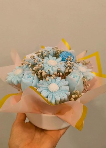 Mavi mumdan çiçek buketimiz - Görsel 2