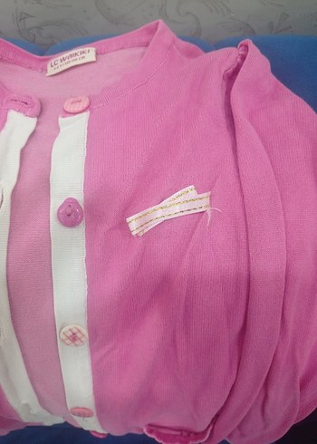 Pembe Düğmeli Kız Çocuk Hırka - Görsel 2