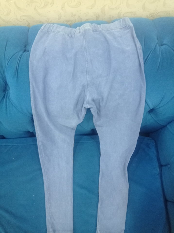 Kız Çocuk Elastik Bel Pastel Mavi Kot Pantolon - Görsel 2