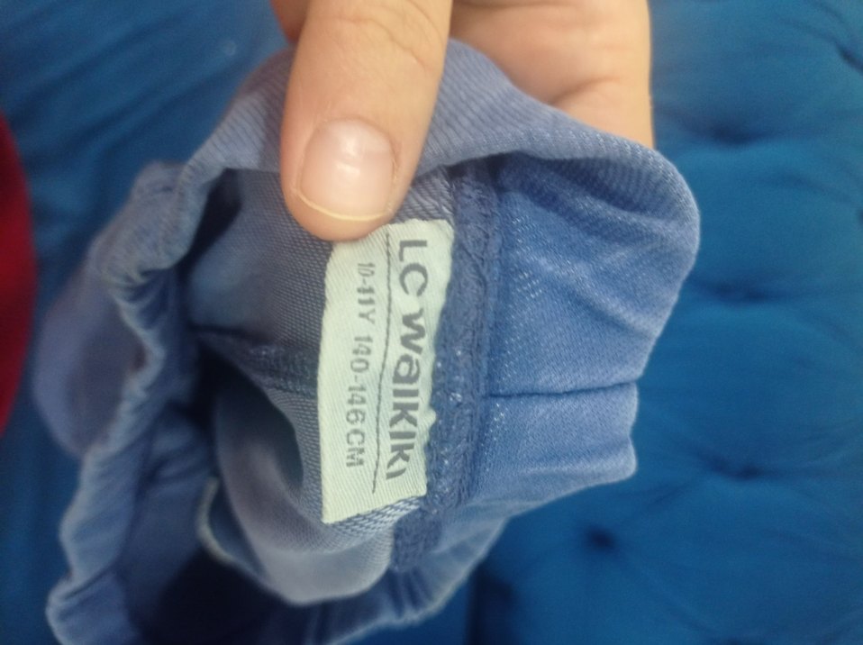 Kız Çocuk Elastik Bel Pastel Mavi Kot Pantolon - Görsel 3