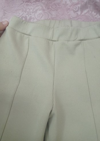 Krem rengi Pastel Kız çocuk Kumaş Pantolon - Görsel 3