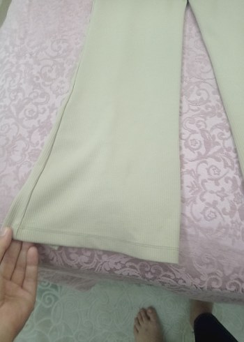 Krem rengi Pastel Kız çocuk Kumaş Pantolon - Görsel 5