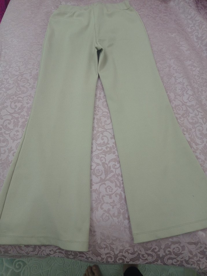 Krem rengi Pastel Kız çocuk Kumaş Pantolon - Görsel 4