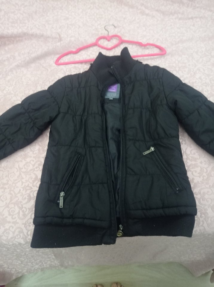 Siyah Fermuarlı Kız çocuk Kışlık Mont - Görsel 2