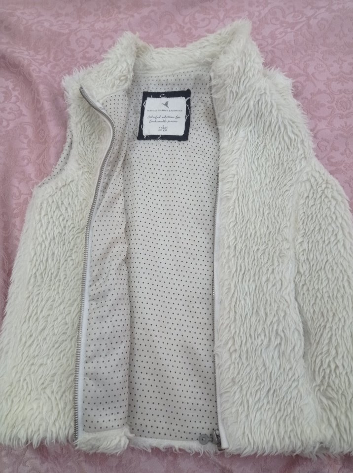 Kızlar için Kürklü krem Yelek - Görsel 5