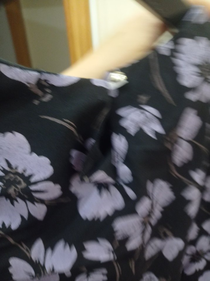 Uzun Kollu Mor Çiçekli Salaş Elbise - Görsel 5