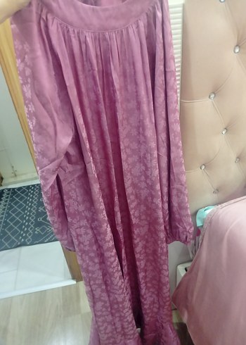 Uzun Kollu Bohem pembe Kadın Elbise - Görsel 4