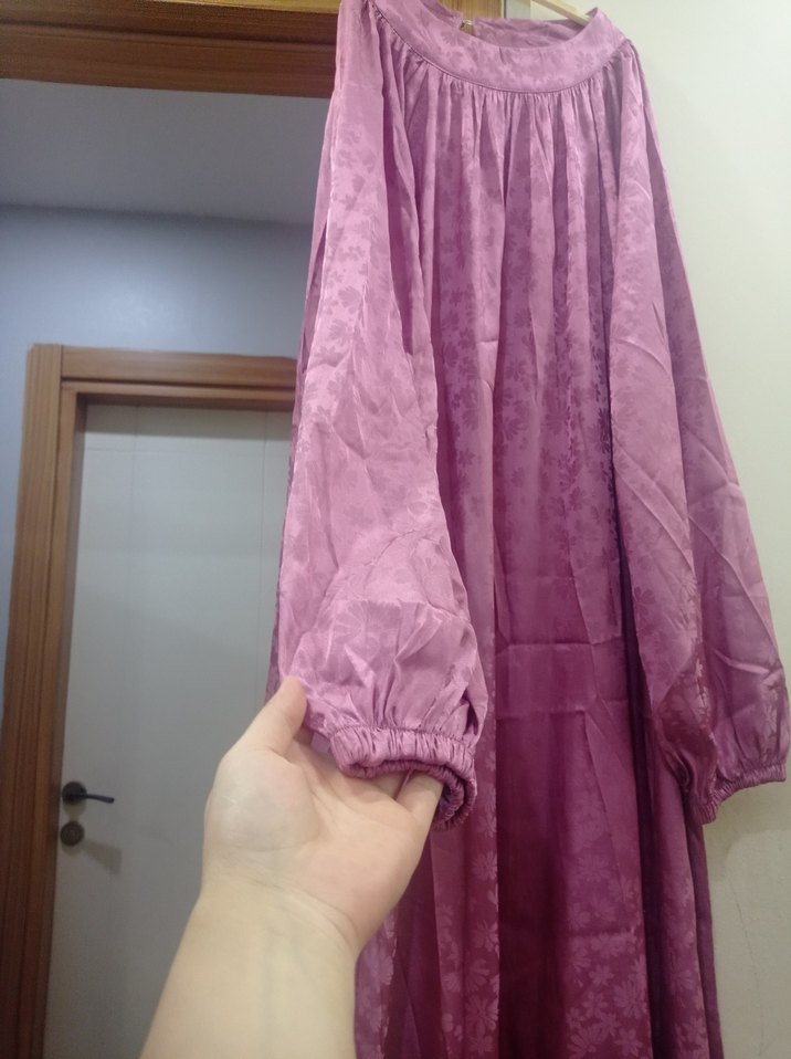 Uzun Kollu Bohem pembe Kadın Elbise - Görsel 3