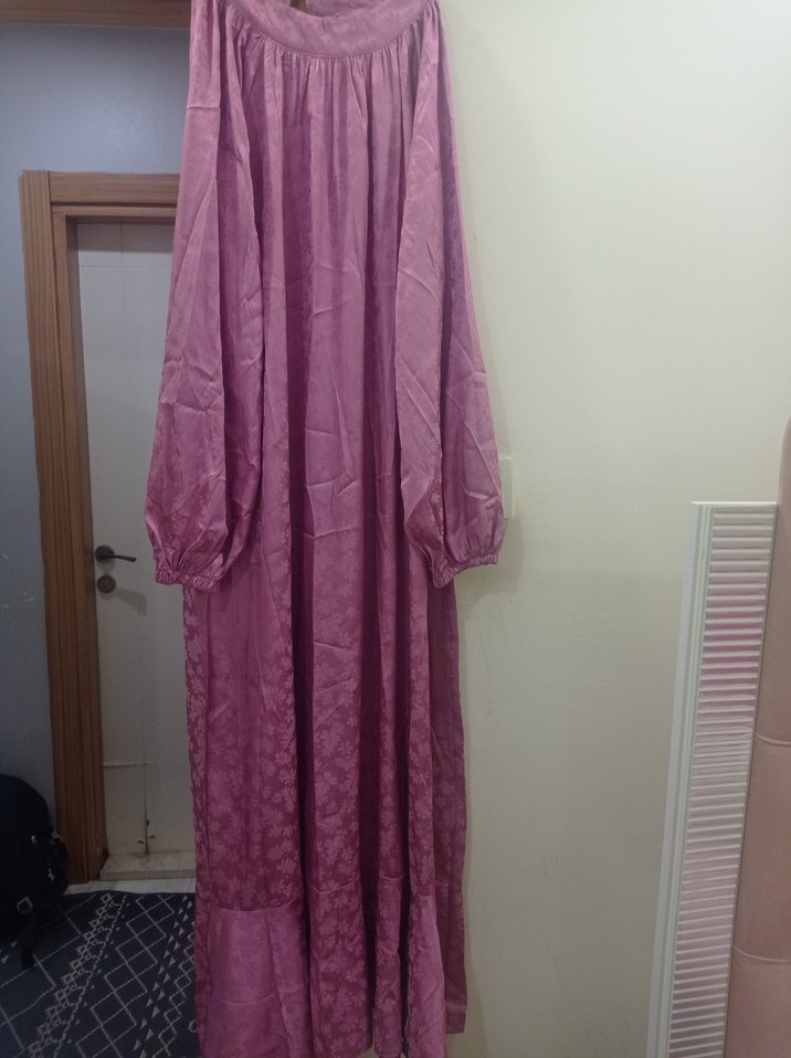 Uzun Kollu Bohem pembe Kadın Elbise - Görsel 2