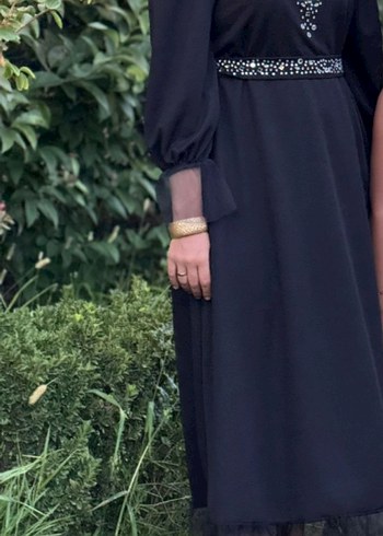 Siyah Drapeli Strappy Midi Elbise - Görsel 3