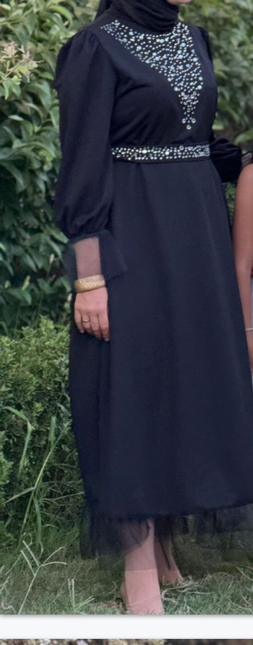 Siyah Drapeli Strappy Midi Elbise - Görsel 4