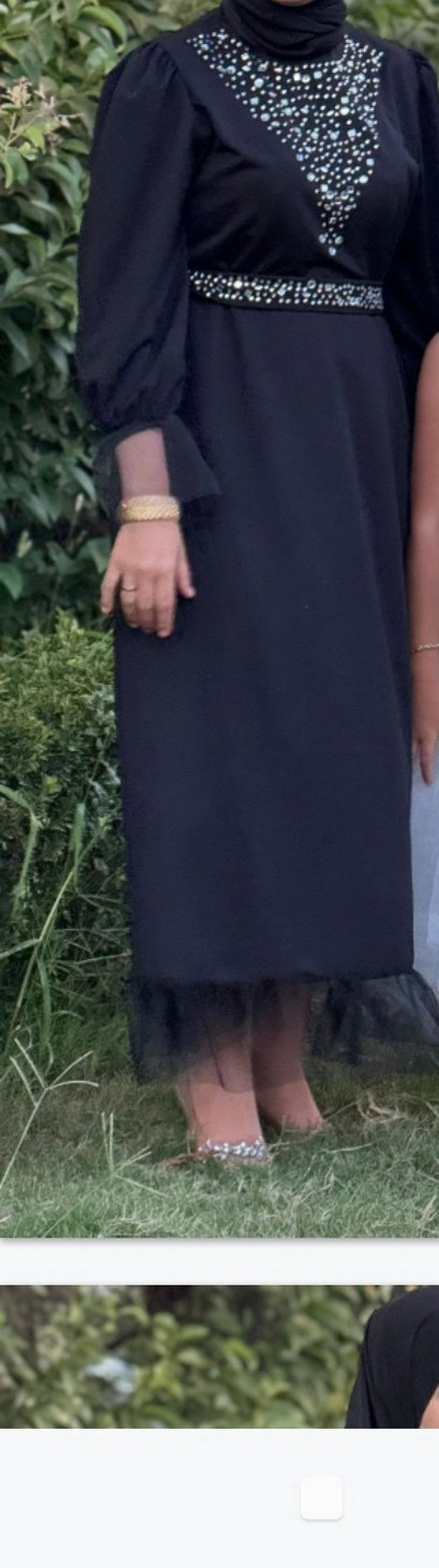 Siyah Drapeli Strappy Midi Elbise - Görsel 2