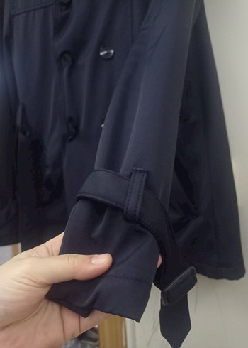 Düğmeli Lacivert Erkek Midi Trençkot - Görsel 3