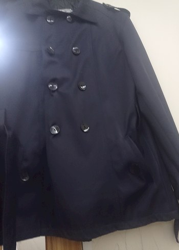 Düğmeli Lacivert Erkek Midi Trençkot - Görsel 4