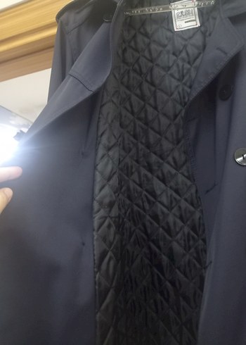 Düğmeli Lacivert Erkek Midi Trençkot - Görsel 7