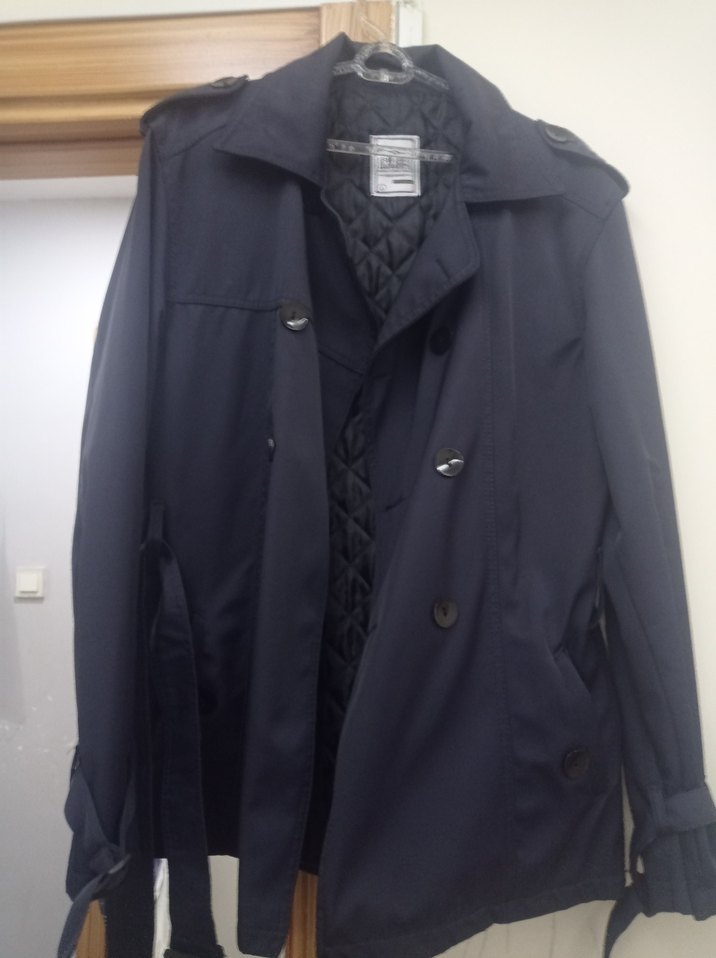 Düğmeli Lacivert Erkek Midi Trençkot - Görsel 2