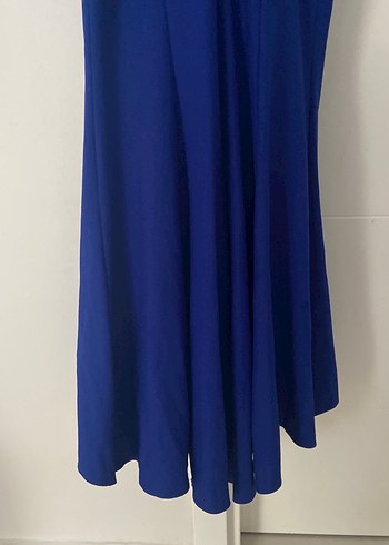 Mavi İşlemeli Uzun Kollu Abiye Elbise - Görsel 6