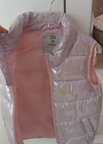 Kız Çocuk Pembe Fermuarlı Yelek - Görsel 3