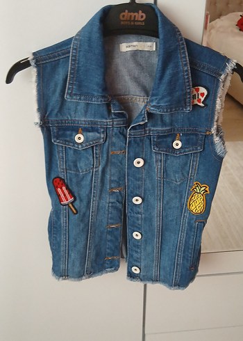 kız cocuk kot Yelek - Görsel 2