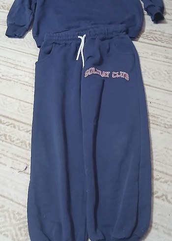 kız cocuk Lacivert Baskılı Fermuarlı Eşofman Altı - Görsel 3