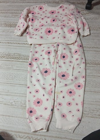 Pembe Çiçek Desenli Bebek Kız Takımı - Görsel 3