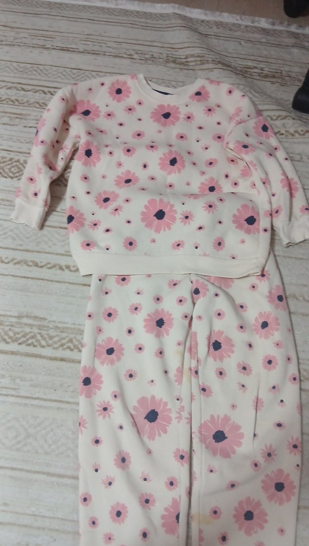 Pembe Çiçek Desenli Bebek Kız Takımı - Görsel 4