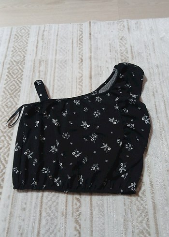 Siyah Çiçek Desenli Mini tshirt - Görsel 2