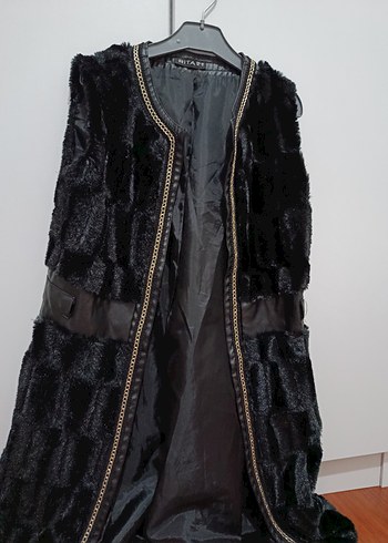 Kadın Uzun Siyah Kürklü Yelek - Görsel 2
