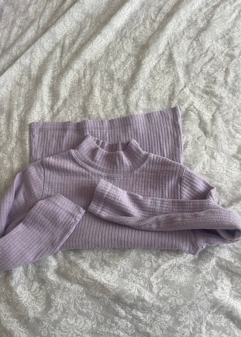 Pastel Mor Boğazlı Kadın Triko Kazak - Görsel 2