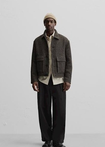 zara kahverengi crop ceket - Görsel 3