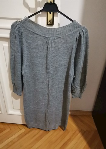 Gri Örgü Kadın Triko Elbise - Görsel 3