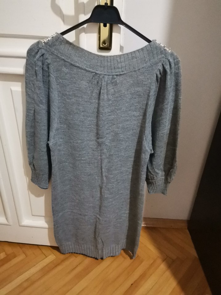 Gri Örgü Kadın Triko Elbise - Görsel 3