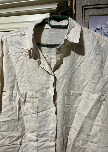 Uzun Kollu Beyaz Keten Bohem Gömlek - Görsel 4