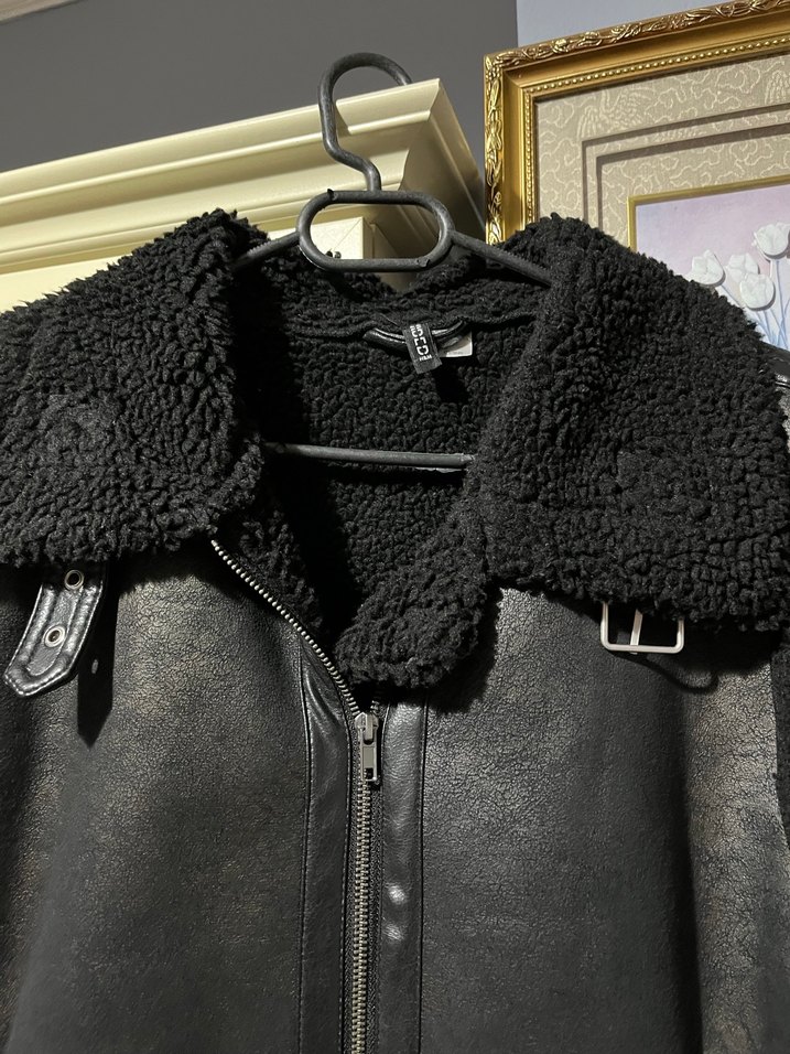 Siyah Kürklü Deri Biker Yelek - Görsel 4