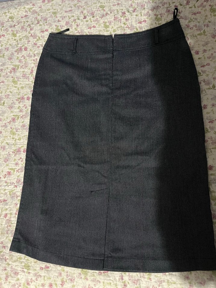 Gri Midi Denim Kalem Etek koton - Görsel 4