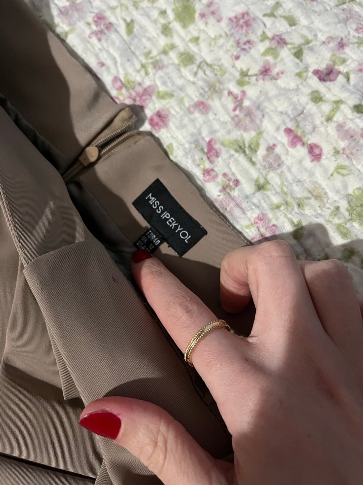 İpekyol Bej Volan Detaylı Midi Etek - Görsel 5