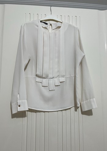 Krem renkte Uzun Kollu Kadın Gömlek - Görsel 2