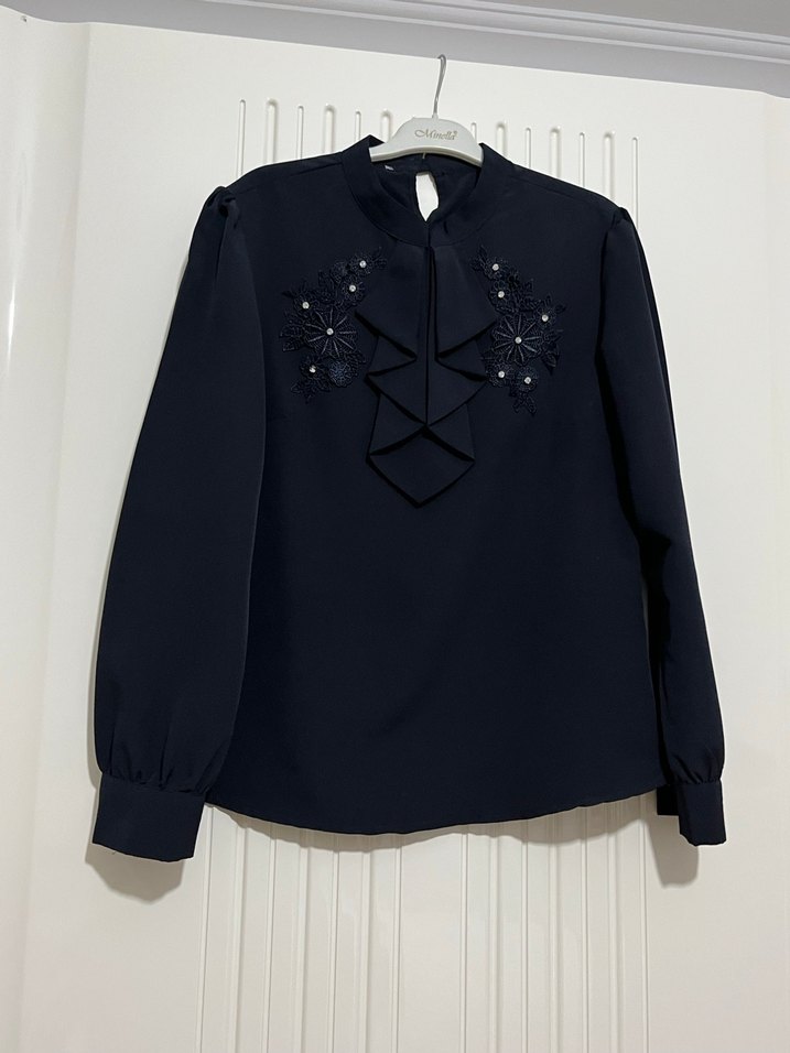 Lacivert Uzun Kollu Bluz - Görsel 2