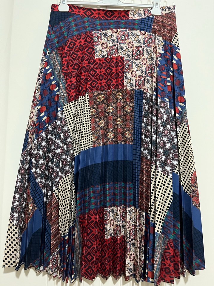 Bohem Çok Renkli Piliseli Uzun Etek - Görsel 2