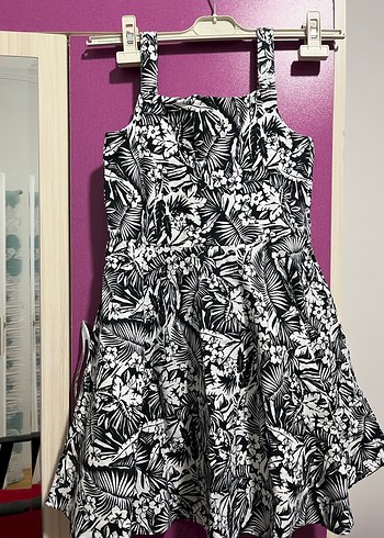 Kız Çocuk Siyah Beyaz Desenli Elbise - Görsel 2