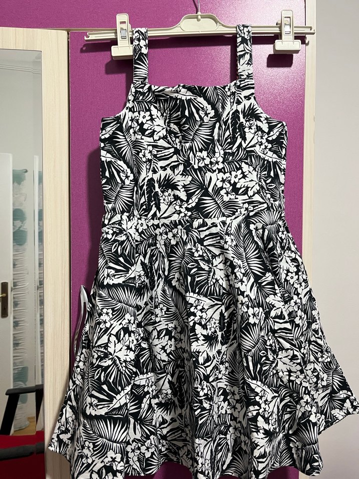 Kız Çocuk Siyah Beyaz Desenli Elbise - Görsel 2