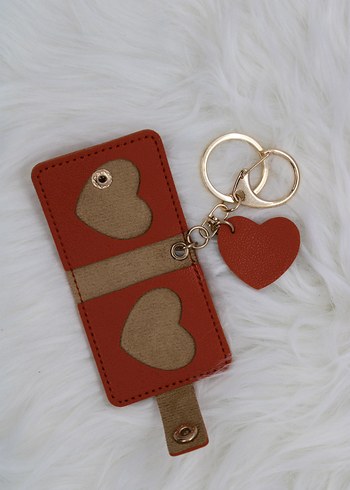 Turuncu kalp detaylı fotoğraflı kadın anahtarlık - Görsel 3