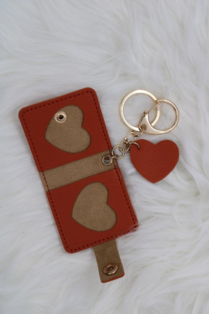 Turuncu kalp detaylı fotoğraflı kadın anahtarlık - Görsel 3