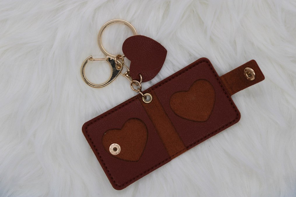 Siyah kalp detaylı fotoğraflı kadın anahtarlık - Görsel 3