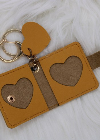 Sarı Kalp Detaylı fotoğraflı Kadın Anahtarlık - Görsel 3